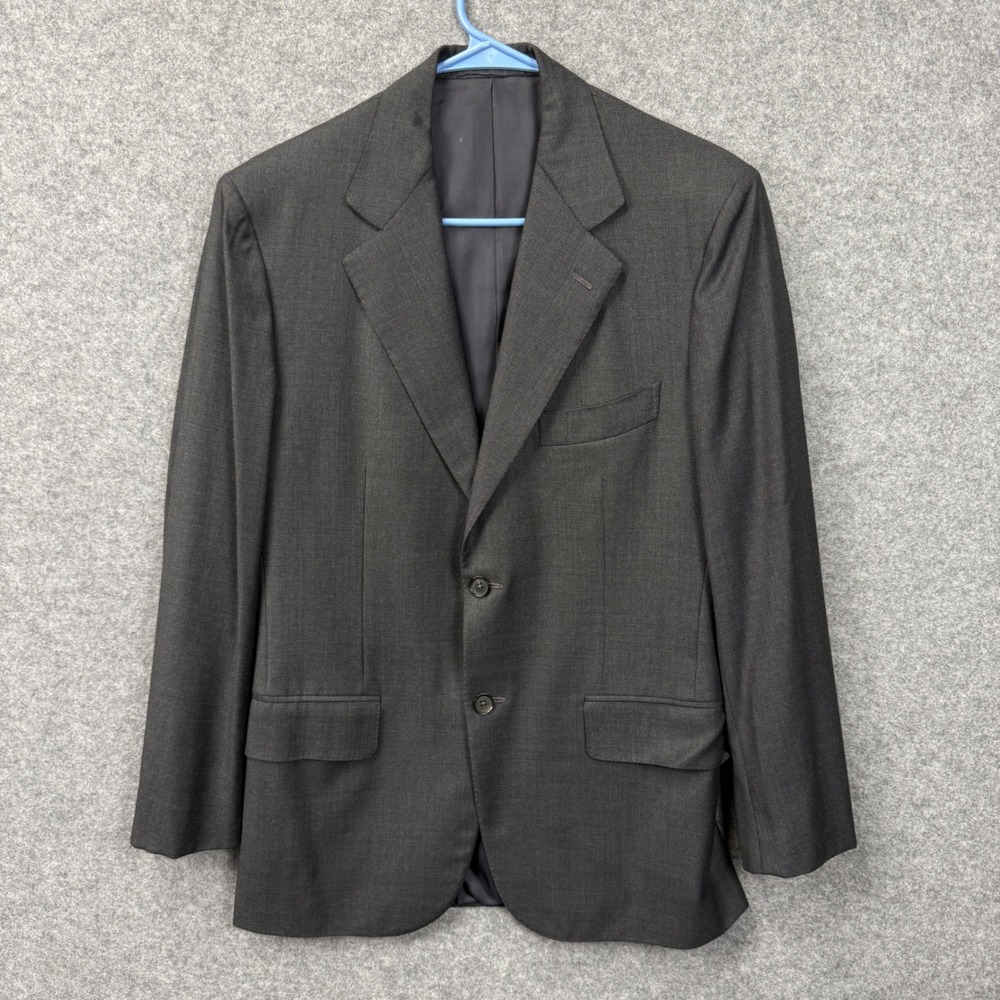 Loro Piana Tasmanian Super 130s Wool Blazer Charcoal Grey Birdseye Italy 49 6R